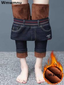 Skinny hiver épaissir crayon jean grande taille 26-34 Stretch Vaqueros taille haute Kot pantalons chauds en peluche doublé Denim pantalon 240315