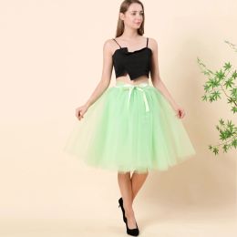 skirt 5 couches 65 cm Midi Tulle Jupe princesse plissée danse Tutu jupes femmes Lolita jupon Jupe Saia Faldas Denim jupes de fête