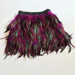 Rok zwart pauw struisvogel veer mini rok kostuum dans vrouw gevederde veren fringe hoge taille vestido falda plumas rokken rokken