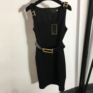 rok stijlvolle riem mouwloze jurken gouden knop rokken vrouwen zwarte casual jurk sexy vest ontwerper lange rok