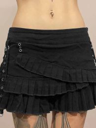 Rok Denim rok Gyaru Zwarte minirok Gelaagdheid Geplooide rokken voor dames Rock Damen Sommer 2023 Gothic Kleding Streetwear Mode