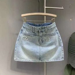 Saia designer das mulheres saias com cinto de cintura alta divisão mini saia para mulher verão coreano denim jeans senhoras azul streetwear 688ss