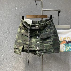 Rok High Street Camo Halve Rok Vrouwen Pittig Meisje Sexy Hoge Taille Casual Denim Pocket Korte Rok Jean rok