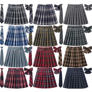 Jupe taille haute plissée à carreaux, cravate d'été Harajuku Preppy Mini ligne A, uniformes scolaires japonais pour filles Kawaii 230303