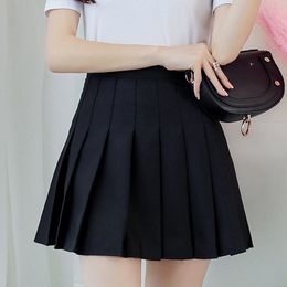 Jupe taille haute plissée y2k été décontracté Kawaii Aline Plaid tennis noir uniforme scolaire japonais Mini jupes pour filles 230703