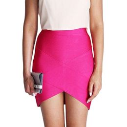 Jupe rose vif en gros pas cher taille haute bon élastique 2020 nouvelle mode sexy fille fête crayon en cage mini bandage jupe moulante