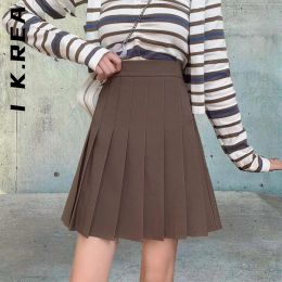 skirt I K.Rea Mini jupe élastique mode femme taille haute JK jupe d'été pour femme pantalon de sécurité plissé Y2K jupe avec short vêtements