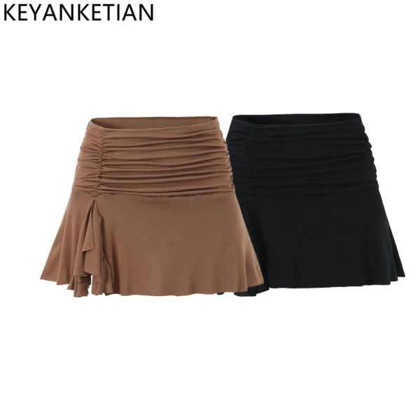 Jupe KEYANKEIAN été nouveau conception plissée pour femmes Style serré haut Fanny Pack hanche Jalf jupe chaude chérie Peplum Stretch mini jupe