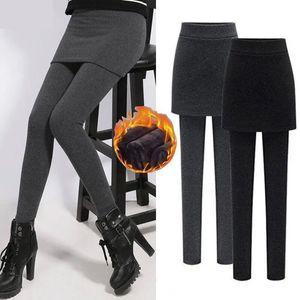 Rokleggings Dames Winter Warme Kleding Culotte Fleece gevoerde panty's Geborsteld Grote Grote maten Thermische broek Hoge taille Leggins 231226