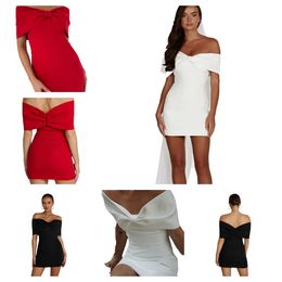 Vestidos de fiesta para mujeres Vestido de cuerpo de fama Graduación fuera del hombro Capitado Camineta corta Mini Dress Tloester Bow Misses S XL Vestido de fiesta para mujer Vestido