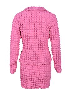 Falda Conjuntos de falda de vaquera rosa para mujer, trajes de color rosa intenso, conjunto estampado Y2k, Top corto, minifalda ajustada de manga larga para despedida de soltero