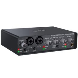 jupe Q24 Q22 Q12 CARTRE SON SON INTERFACE AUDIO avec moniteur Mélange de mixage Studio Enregistrement Microphone 48V Phantom Power Sound Mixer