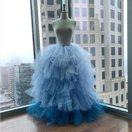 jupe Photo réelle gonflée Tulle Tutu longue femme jupes sur mesure à volants niveaux jupe de bal fête robe de nuit mujer faldas saias mulher