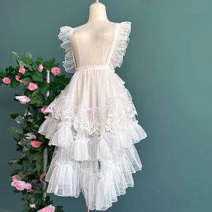 Jupe Royal Sweet Lolita Style maille tablier ébouriffé pure couvrir jupes femmes japonais blanc Kwaii mignon princesse jupes