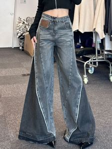 Jupe s Vintage Lavé Color Block Jeans Surdimensionné Rue Lâche Taille Haute Mode Coréenne Casual Y2K Pantalon Large Jambe 230711