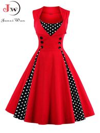 rock S4xl Frauen Robe Retro Vintage Kleid 50er 60er Jahre Rockabilly Dot Swing Pin Up Sommer Party Kleider Elegante tunika Vestidos Casual