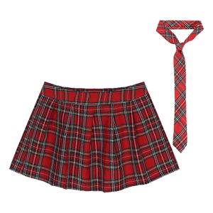 Jupe écolières jeu de rôle Costume déguisement bal tenue fermeture éclair Plaid plissé Mini cravate ensemble Sexy Cosplay uniforme 230407