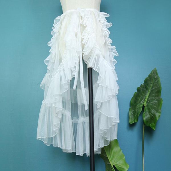 jupe transparent lolita tablier à volants rideau de taille vintage