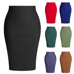 Rok SISHION Stretch Bodycon Kantoor Dames Effen Zwarte Rok SS0028 Elegante Split Terug Potlood Feestkleding OL Werkrokken Dames 2023