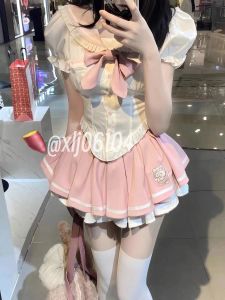 rok Sweet Girls JK Mini Rokken Kawaii Vrouwen Kleding Jaren 2000 Coquette Cosplay Roze Geplooide Rok Schattig Jupes Lolita Y2k Japanse Rok