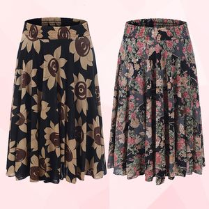 Jupe vintage floral imprimé long mode highwaist plissé s élégant dame maxi femme Jupe été 230314