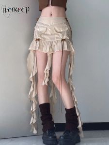 Jupe weelake fairycore volant mini jupe mignon arc patchwork basse hauteur jupes courtes pour femmes y2k kawaii tenues des années 90 harajuku vintage