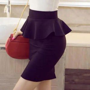 Rok Gratis verzending Damesmode Bodycon Peplum Rok Hoge kwaliteit Plus Size Goedkope prijs Ruches Taille Dames Potlood Minirok S5XL