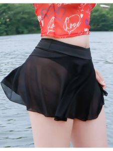 Falda Tanga para mujer, faldas de cintura alta de verano, minifaldas ALine por encima de la rodilla, ropa de mujer transparente de malla