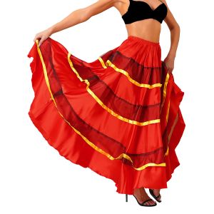 rok Womens Gypsy Flamenco Big Swing Dance Rok Gelaagde Ruches Brede Zoom Ballroom Buik Spaanse Dansen Rokken Carnaval Kostuum