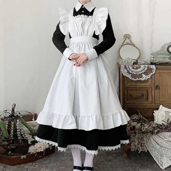 jupe Y2k choses Maid cosplay Maid costume jupe harajuku culotte anime maid costume tenue cosplay Vêtements de nuit Lolita Black Cute robe