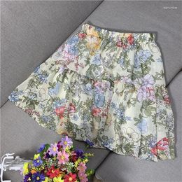 Saias 10 Cores Estilo Coreano Feminino Doce Sexy Menta Estampado Flor Saia de Praia Boêmia - Plissado com Babados