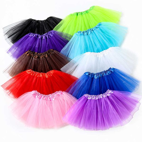 Faldas 10 unids / lote fábrica al por mayor 3 capas faldas de tutú de tul enaguas de color caramelo para bebés niñas ropa para niños de 2 a 8 años T230301
