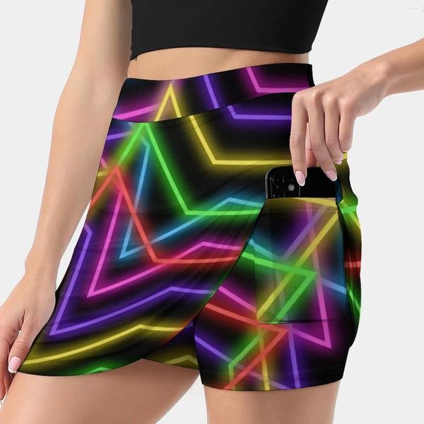 Skirts 1980s Rainbow Neon Stars Singer Version Version Skirt Falda Y2K Summer Ropa 2024 Kpop Style pantalón con