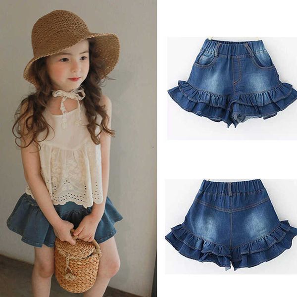 Jupes 2-7T Jeans Jupe Shorts pour filles Toddler Kid Vêtements de bébé Été Denim Jupe plissée Shorts Filles Pantalons Mignon Pantalon doux T230301