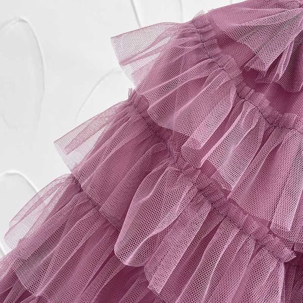 Jupes 2022 Début du printemps Nouveau Mesh Fluffy Cake Jupe Mi-longueur Filles Princesse Tutu Dentelle Fée Demi Jupes pour 1-7 Ans Enfants T230301