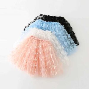 Jupes 2022 NOUVELLE SUMBRE Girls Mesh Tutu Jupe bébé 3D Butterfly Fairy Princess Jupe Organza Girls Birthday Jirt Party Dance Ball Bouche Y240522