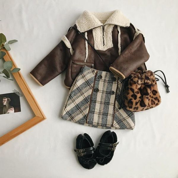 Faldas 2022, llegada de invierno, estilo coreano, algodón a cuadros, combina con todo, falda corta de moda gruesa con botones para niñas lindas y dulces