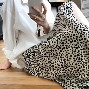 Jupes 2022 femmes A-line léopard imprimer jupe d'été stretch high taille jupe longue faldas Jupe femme saia femmes jupes satinées y240513