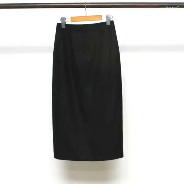 Faldas 2023 estilo otoño falda versátil de lana de Color sólido Simple larga recta con abertura para mujer