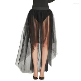 Jupes 2023 Design Sheer One Layer Black Maxi Sexy Jupe See Through Women Long Tulle