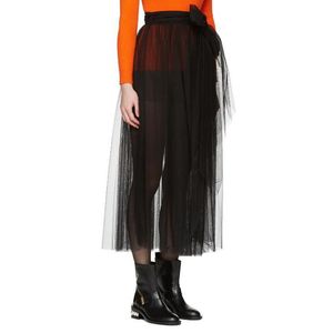 Rokken 2023 Engeland -stijl zwarte pure rechte zachte tule dames overlay rok vrouwelijke boog enkel lengte tutu faldas saia
