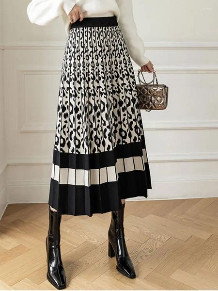 Jupes 2023 jupe longue tricotée Femmes Léopard de mode hiver