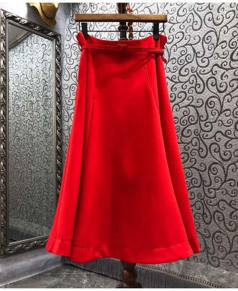 Jupes 2023 printemps mode noir rouge Maxi haute qualité femmes ceinture déco poche Patchwork élégant fête Club vêtements