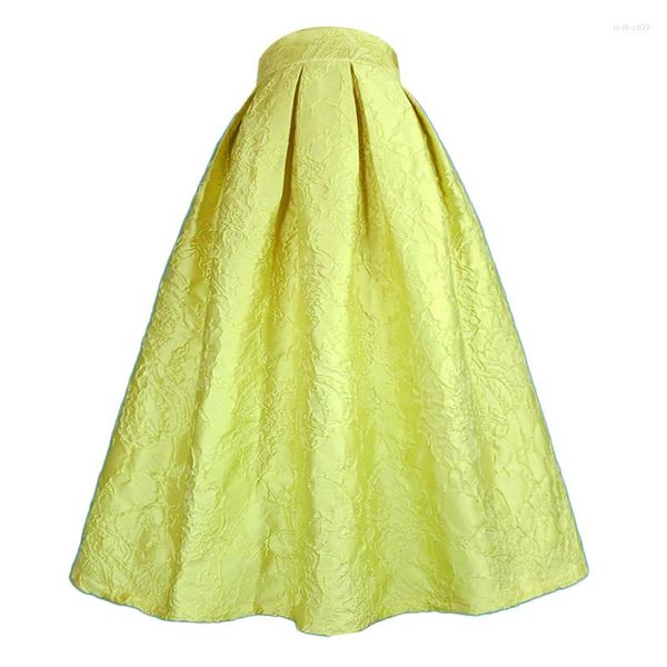 Jupes 2023 printemps été Style coréen Vintage esthétique élégant mode Fluorescent jaune couleur bonbon gonflé soleil jupe vêtements de base