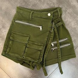 Rokken 2023 Zomer voor vrouwen met zakken Vintage Midi Elegant Sexy Wash Cargo Shorts Mini Denim High Taille Gebreide Ladies Asymmetrie Rok