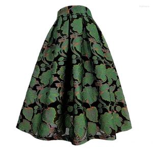 Jupes 2023 Été Coréen Femmes Vêtements Vintage Esthétique Élégant Jasper Floral Fleur Imprimer Taille Haute Longue Vert Tulle Jupe 5XL