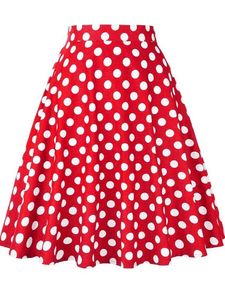 Rokken 2023 Zomer Midi Ski Runway Retro Rockabily Sundress Red Womens Sexy Pin 50S Cotton Polka Dot Patroon Skateboard Street Kleding Q240507