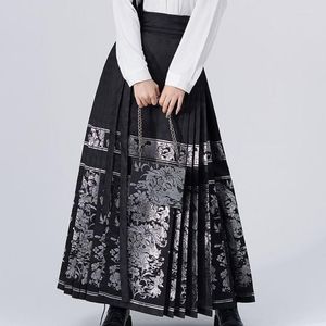 Rokken 2023 Zomer Midi Rok Vintage Oude Chinese Hofkostuums Paardengezicht Lente Elegant Gedrukt