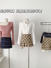 Röcke 2023 Sommer Frauen Hohe Taille Plaid A-linie Rock Shorts Integrierte Unterhose Schule Mädchen Mini Streetwear Flut Japanische Mode