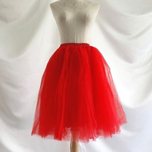 Rokken 2023 Rood sexy geplooide rok dames rok slank fit vijf lagen tule mesh casual prom feest bruiloft middelste lengte retro jurk petticoat